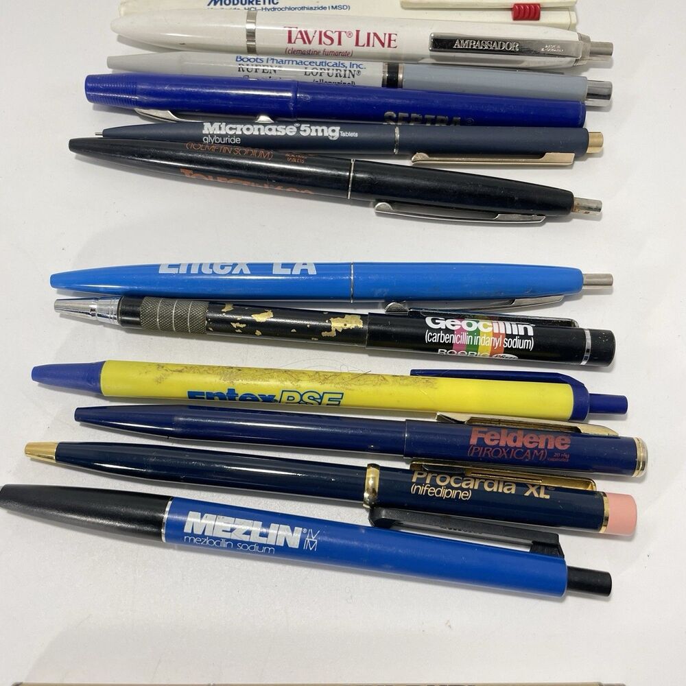 Vtg Pharmaceutical Rep Pens Lot – 20 Pens & 1 Pencil – Drug Promo Collectible - Picture 3 of 4